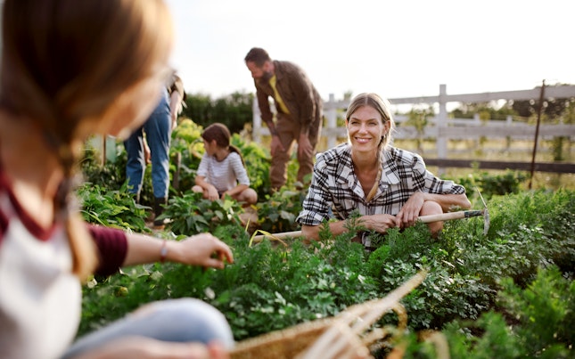 Group of People Working Outdoors at Community Farm